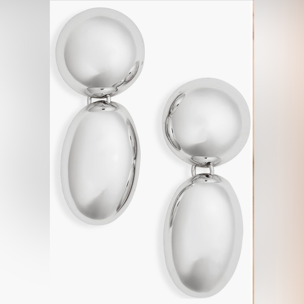 Sleek Silver Sphere and Oval Earrings